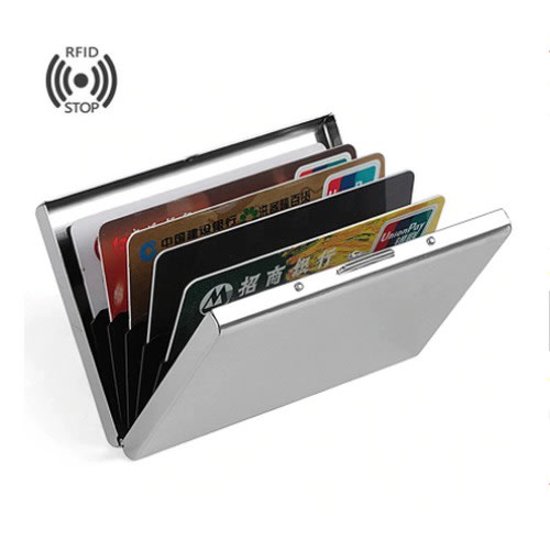 Anti-scan Rfid 1stainless Steel Id Credit Card Holder-Silver
