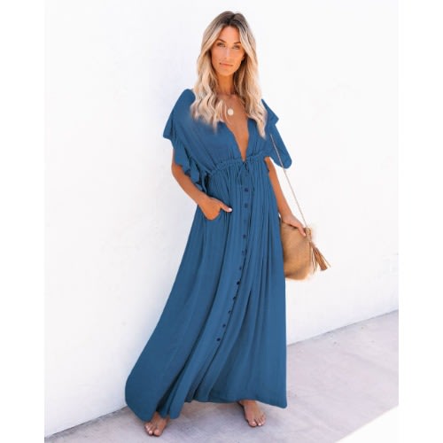 Beach Summer Maxi Dress- Blue