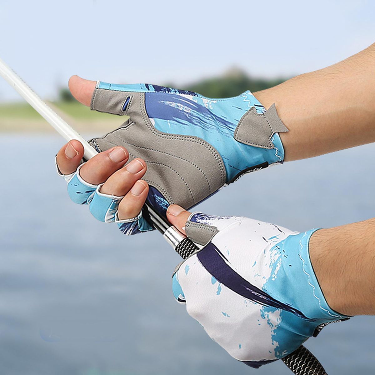 Half Finger Cycling  Breathable Fingerless For Bicycle Workout Blue M