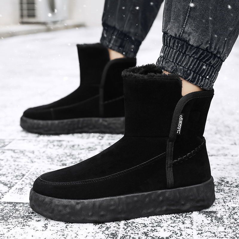 Winter Men Snow Boots Women High-top Sports Shoes Fashion Casual-A-black