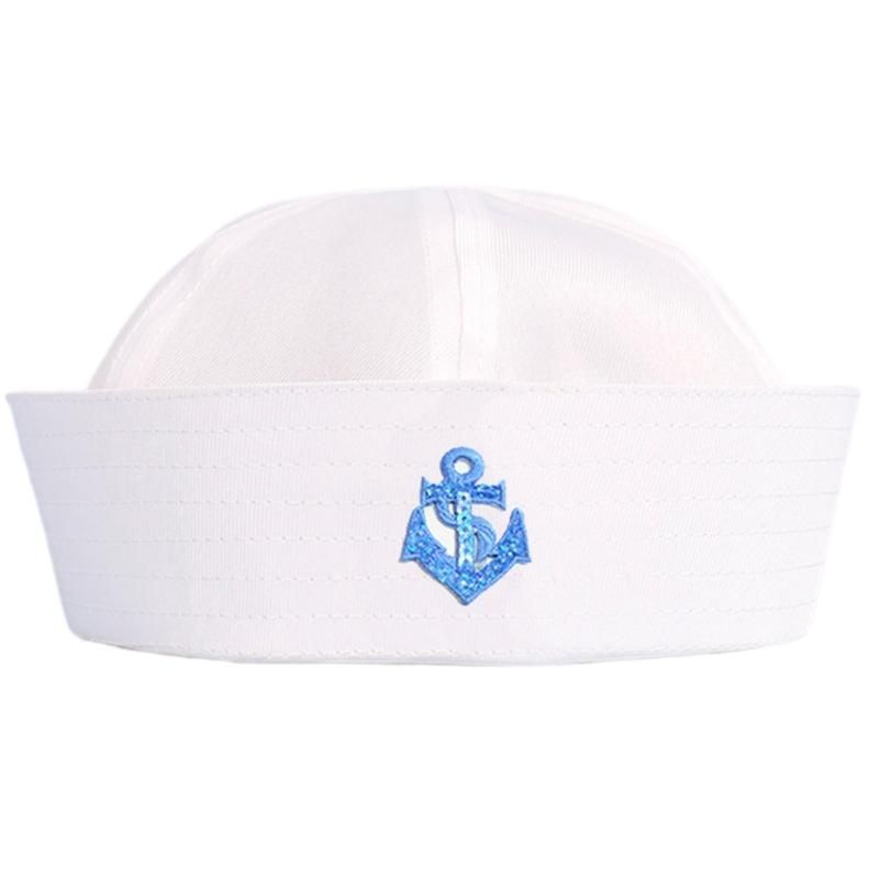 Cosplay Sailor-Hat with Embroidery Anchors Decors Captain Navy Marine Hat for Woman Men Funny Cosplay Hat Accessories