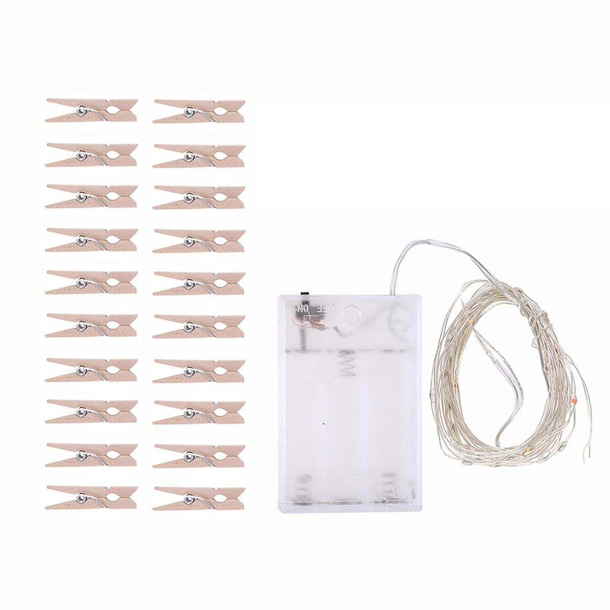 2 Meters 20 LEDs Copper Wire Fairy String Light 3 * AA B-attery Powered Cell Opertaed with 20 Wooden Photos Pictures Clamp Clip Flexible Bendable Foldable Design Warm White for Home Party Daily Use DIY Decoration Christamas X