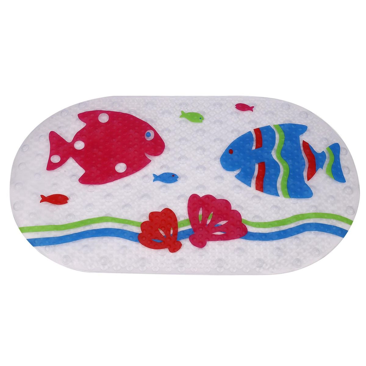Baby Bathtub Bath Mat Non Slip for Tub Kids Anti Bacterial,Phthalate Free,Latex and Machine Washable Cartoon Pattern Mats Materials,(Baby 27x15 Inch, Fish)