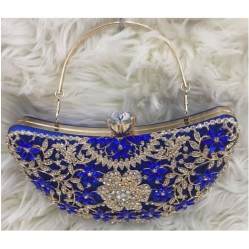 Crystal Metallic Clutch Purse - Blue