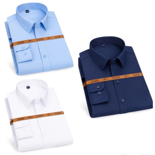 3pieces Corporate Longsleeve Shirt - White- Sky Blue &Navy Blue
