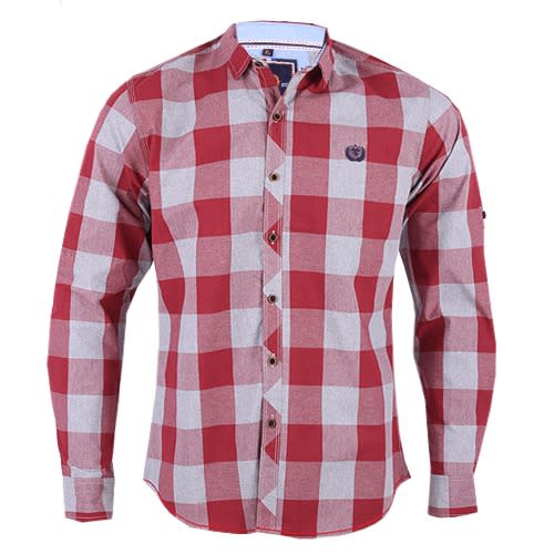 Men's Casual Shirt In Bold Wine Checks