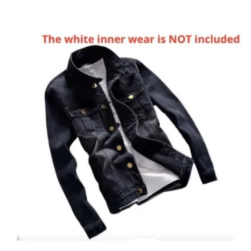 Men Jeans Denim Jacket - Black