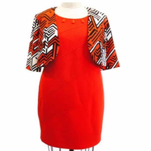 Red Dress & Printed Jacket Set - Two-Piece