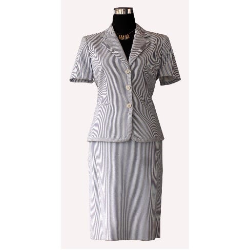 Striped Cotton Suit - Blue