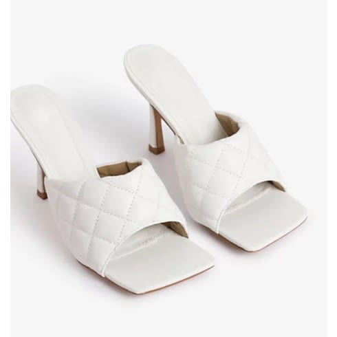 Quilted Mid Heel Mule