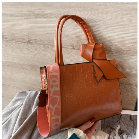Ladies Handbag With Detachable Strap- Brown