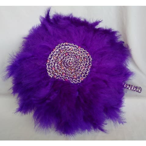 Alexie's - Feathers Bridal Hand Fan - Purple
