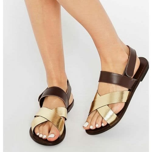 Female Gold Brown Sandals
