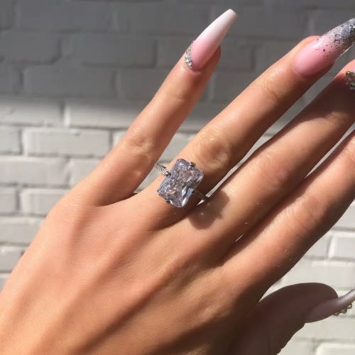Women Engagement Square Ring - Silver