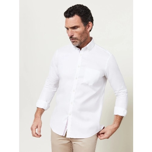 Oxford Selvedge Slim Fit White And Pink Shirt