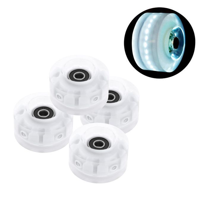 4 Pack LED Roller Skate Wheels Light Up With Bearings Double Row White