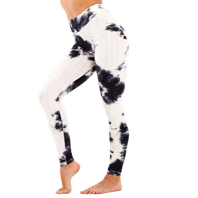 Kiwi Rata High Waist Yoga Pants Tie-Dye Black White_S