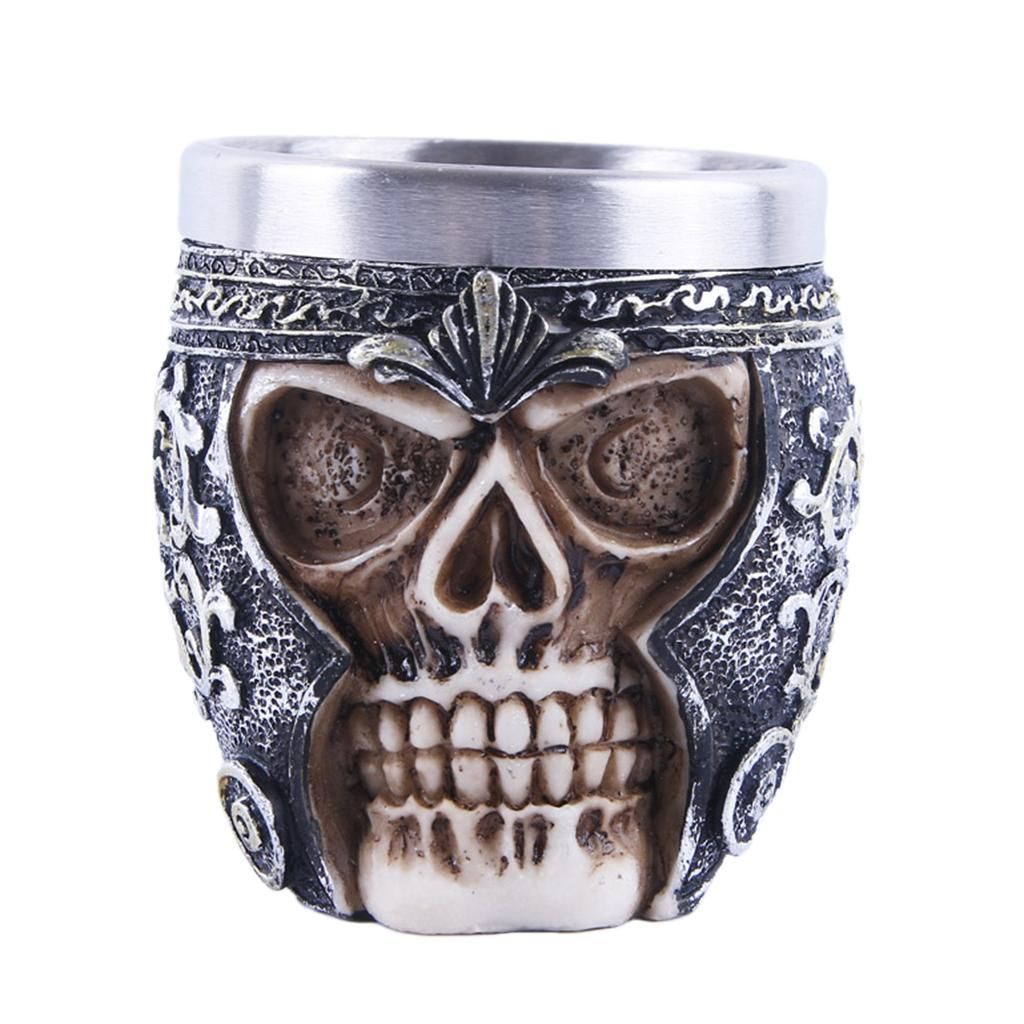 PUNK Resin Skull Stainless Steel Wine Drinking Glass / Goblet Glasses