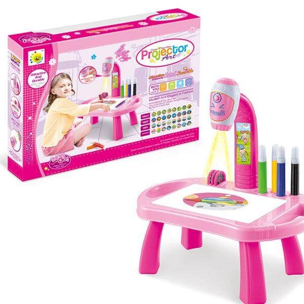 Intelligent Children's Projector Early Education Toys Learning Drawing Board Game Enlightenment Set Pink