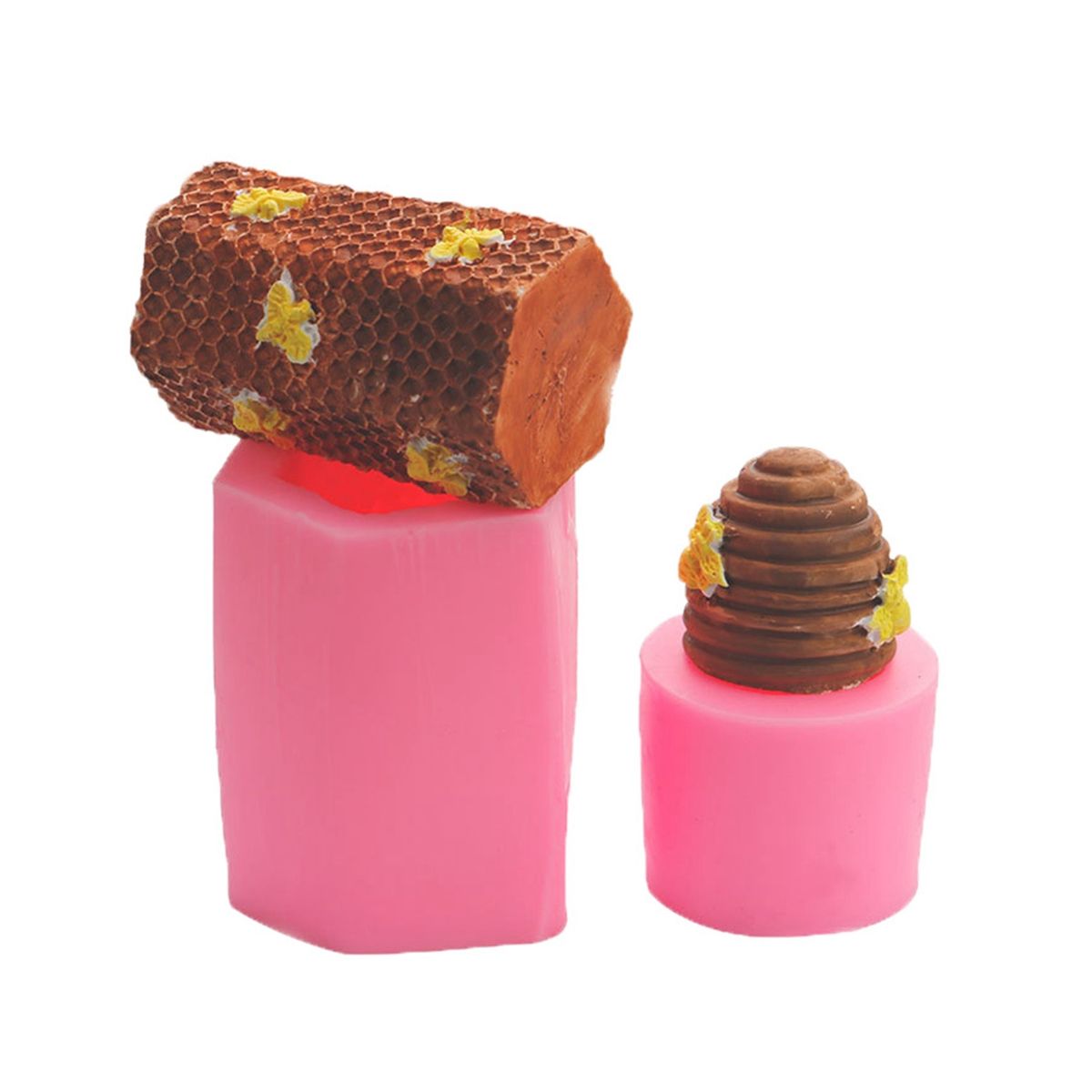 2PCS 3D Silicone Bee Candle Molds for Beeswax Candle Soap Hand Bars
