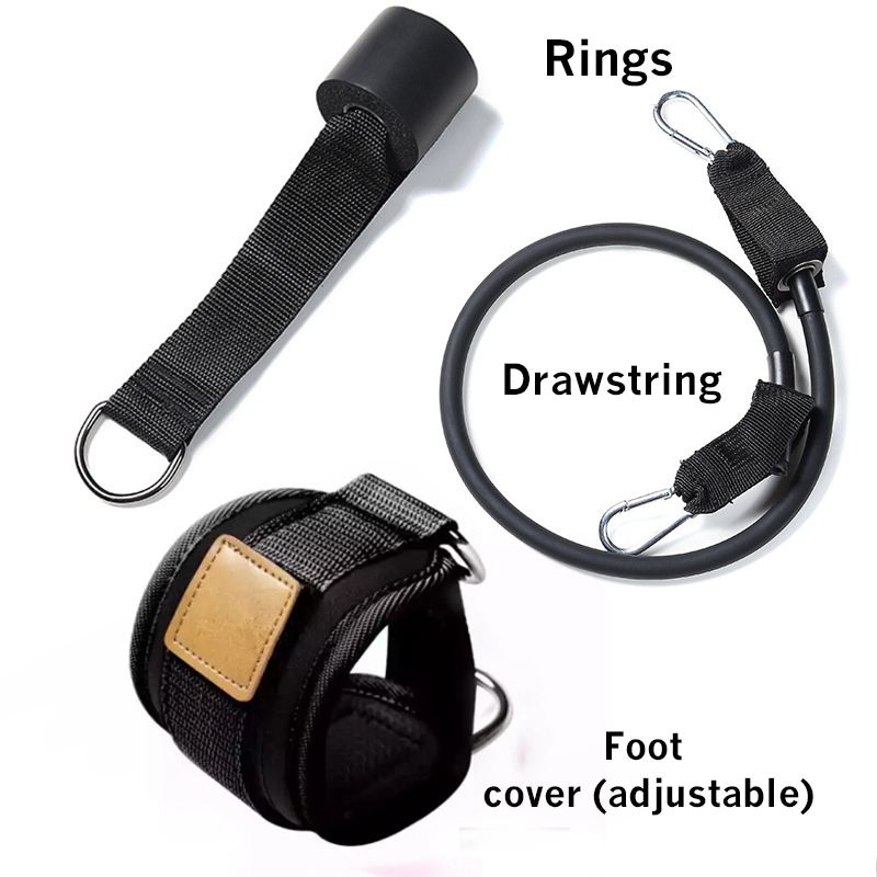 (Black)Resistance Bands With Ankle Straps Cuff With Cable For Attachment Booty  Thigh Leg Pulley Strap Lifting Fitness Exercise WAR