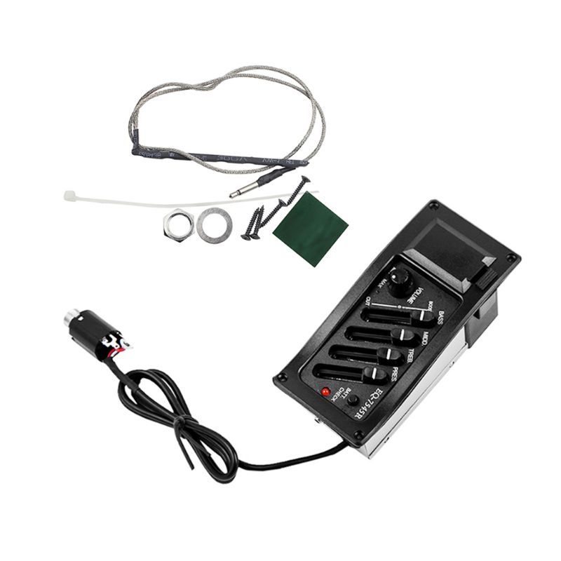 4 Band EQ 7545R Piezo Amplifier Equalizer 9V Kit For Acoustic Guitar Pick Up Guitar A