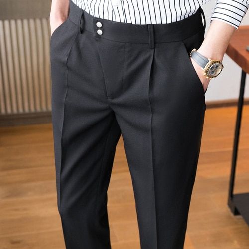 Italian Mens Formal Pant Pantalones Hombre 2021 Dress Ankle Pants Men British