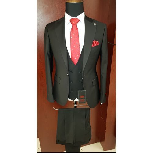 3 Piece Smart Corporate Wedding Suit- Black