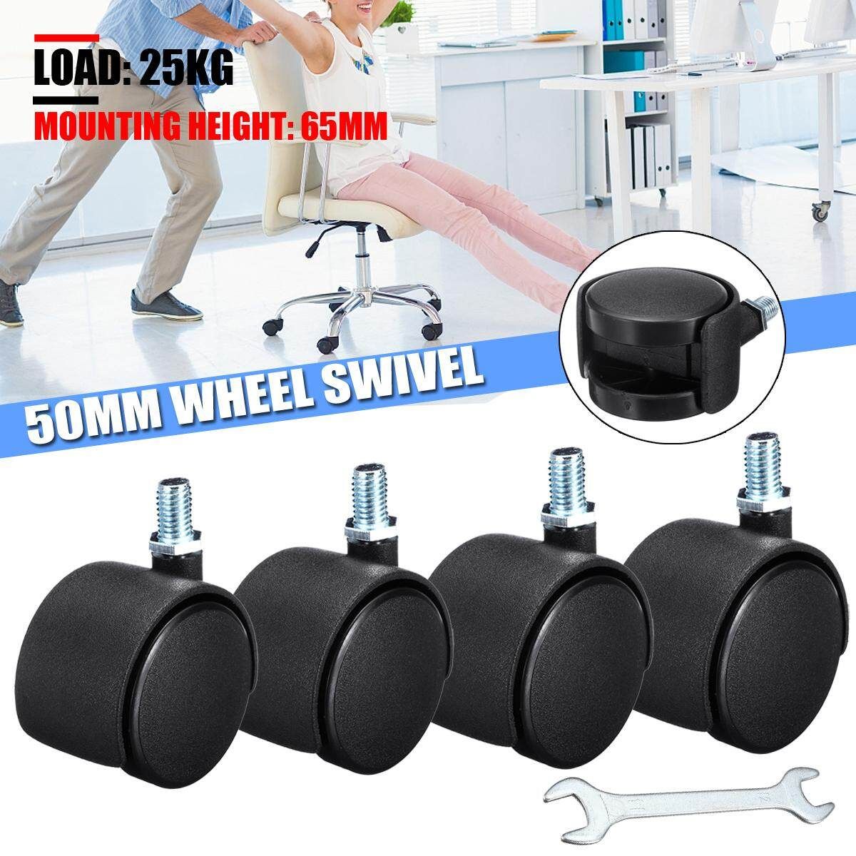 4PCS 50MM Wheel Rotate Plate Castor Home Office Chair Replacement With Wrench