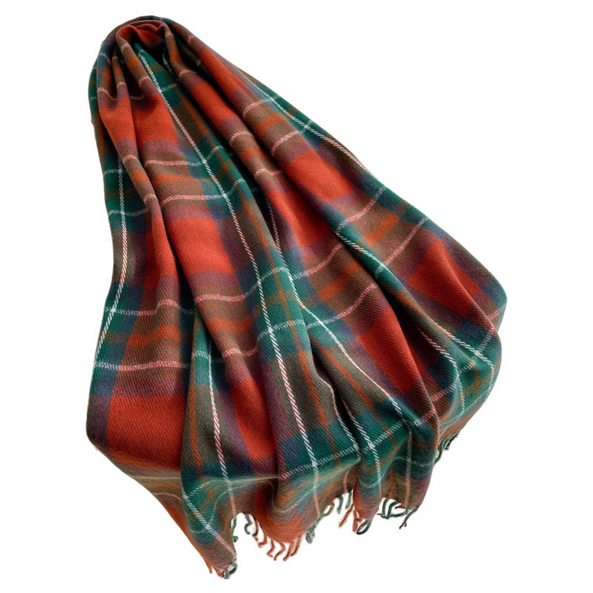 Wrap Shawl Lady Classic Plaid Pattern Thermal Scarf Orange