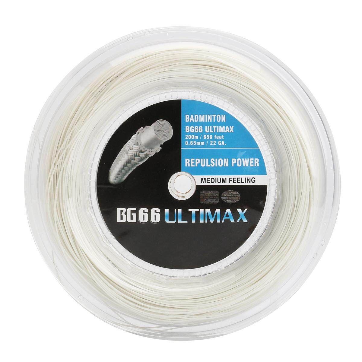 200M/656 Feet BG66 UM 0.65mm 22 Ga Reel Badminton Racquet String Coil Badminton White White (white)