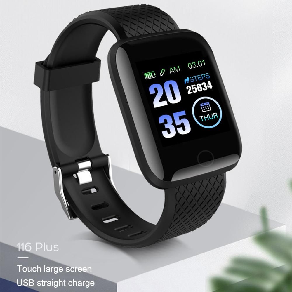 116 PLUS Smart Bracelet Watch Color Screen Heart Rate And  Pressure Monitor USB Charging Curved Screen Waterproof Wristband