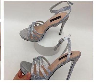 Beautiful Luxury Pencil Heel Gorgeous Sandals-Silver