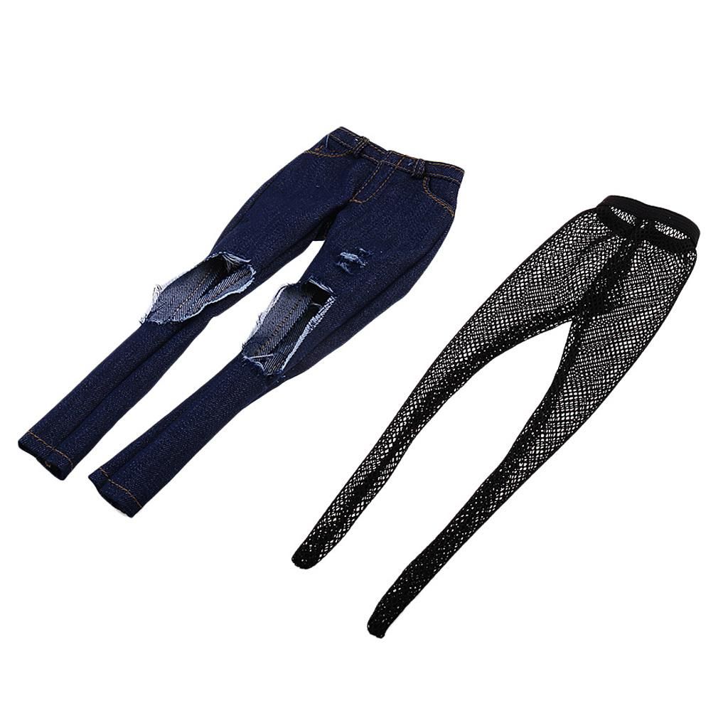 1/6 Ripped Jeans Female Pants For 12'' /Phicen/Kumik Figure Dark Blue