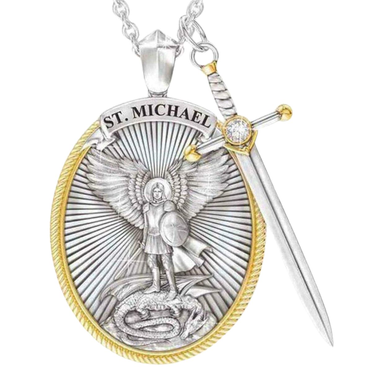 Pendant Necklace Round Shape Peculiar Design Angel-Silver