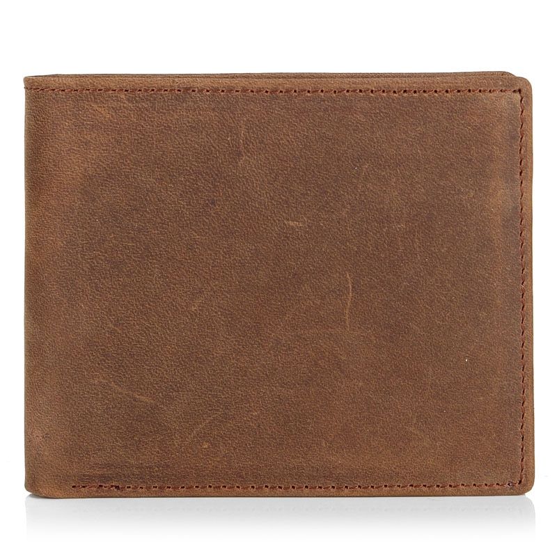 NEW Genuine Leather Mens Wallets Crazy Horse Leather Men Wallet Coin Pocket And Card Holder High Quality Purses For Male Color Brown JIE