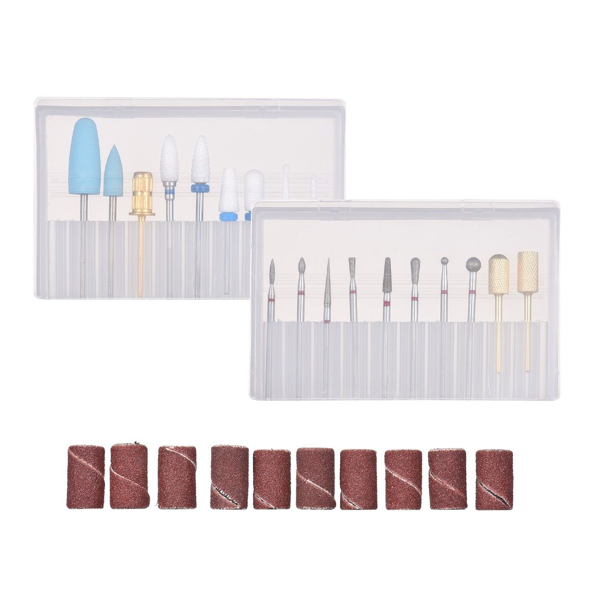Assorted Nail Drill Bits Set Pedicure & Manicure Drill Bits Kit Replacement Drill Bits With 10 Sanding Paper Rings For Electric Nail Drill