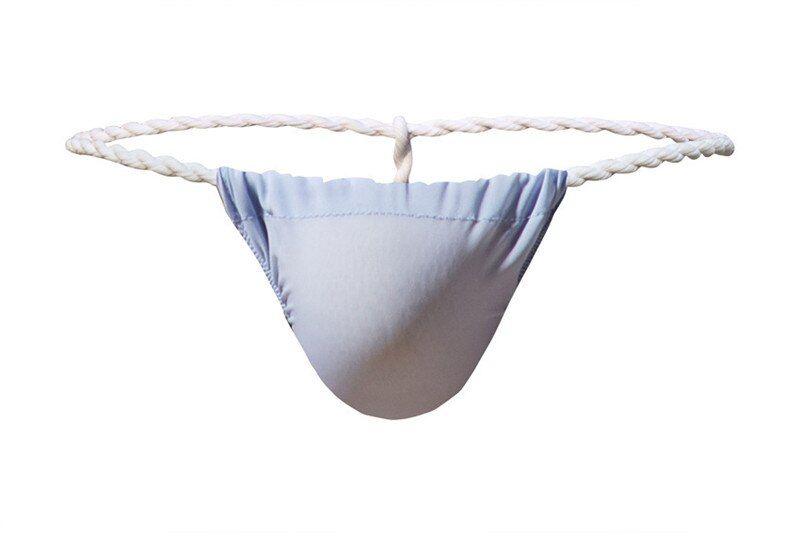 Sexy Men Briefs Wild String Ice Silky Thong Ultra-Thin Men Rope Belt Men's Underwear Thong Japanese Sumo Tanga Hombre Thongs(#Lightblue)