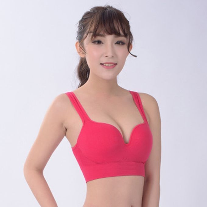 5 Colors Sports Bra Ladies Padded Push Up Yoga Fitness Daily Wear Wire (red)