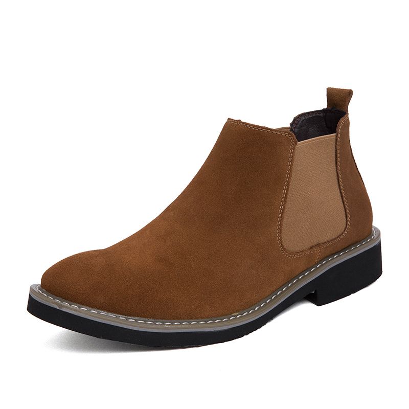 Men Chelsea Boots Pointed Leather Business Dress Soft Brown