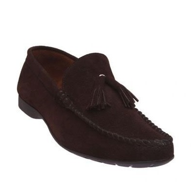 Suede Loafers With Bell Detail - Brown