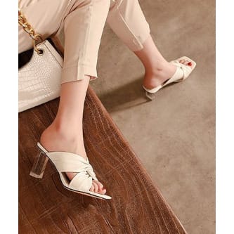Twisted Crystals Ladies Heels Slipper