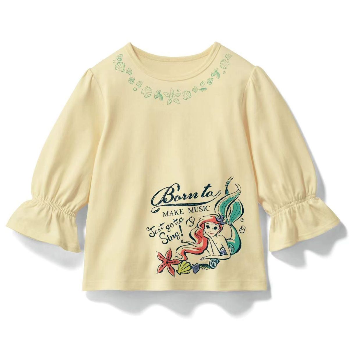 Children's T-Shirt Princess Style Girls' Three-Quarter-Length-Sleeved T-Shirt Cotton Pullo