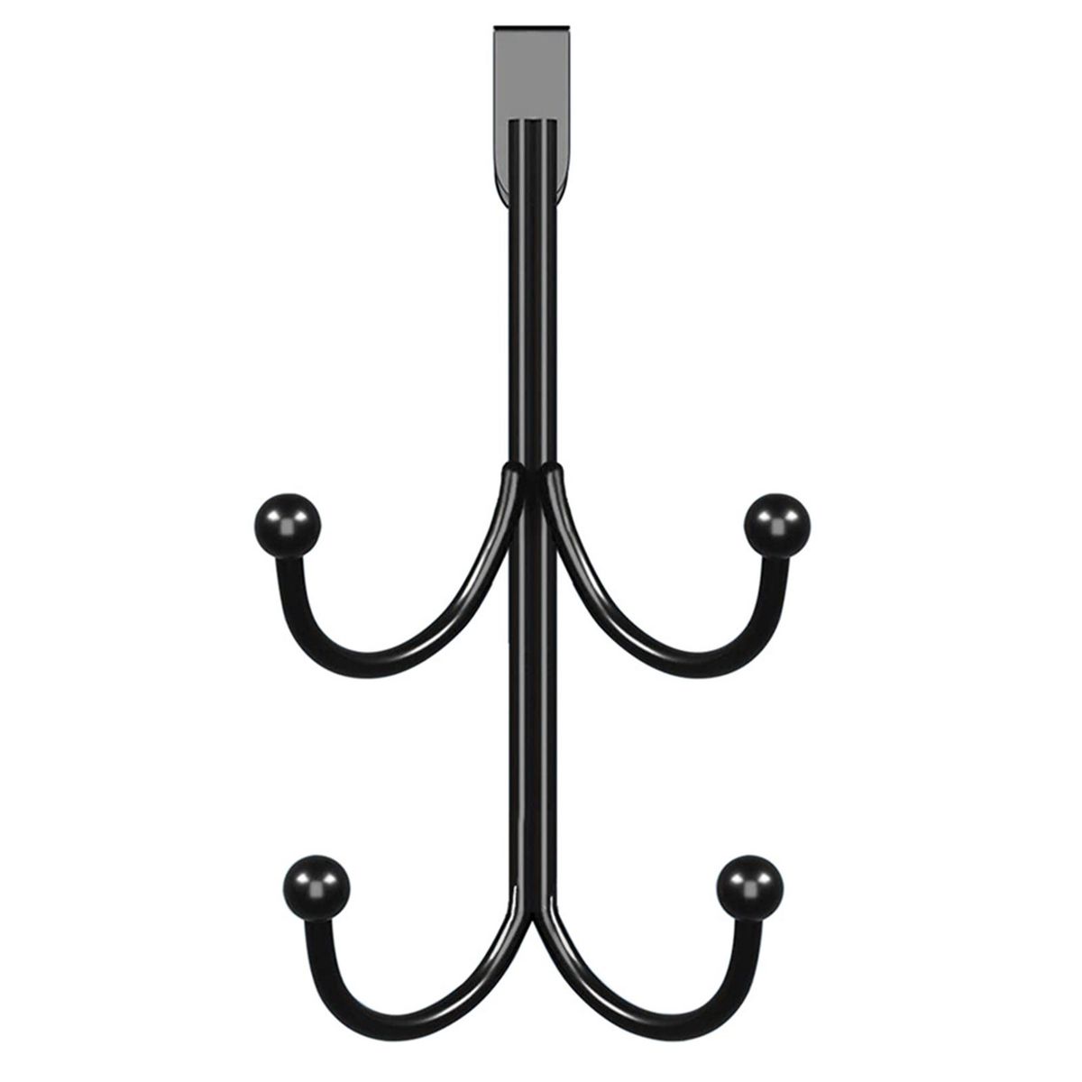 Door Peephole Wreath Hanger Versatile Metal Double Layer for Hanging Black