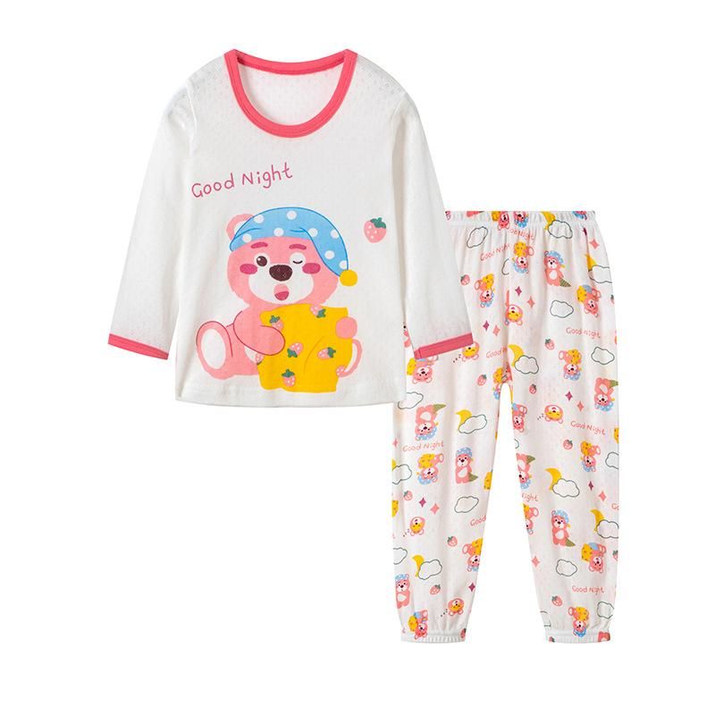 New Boys And Girls Baby Long-Sleeved Trousers Long John Home Wear Mesh Cotton Suit 6 Color