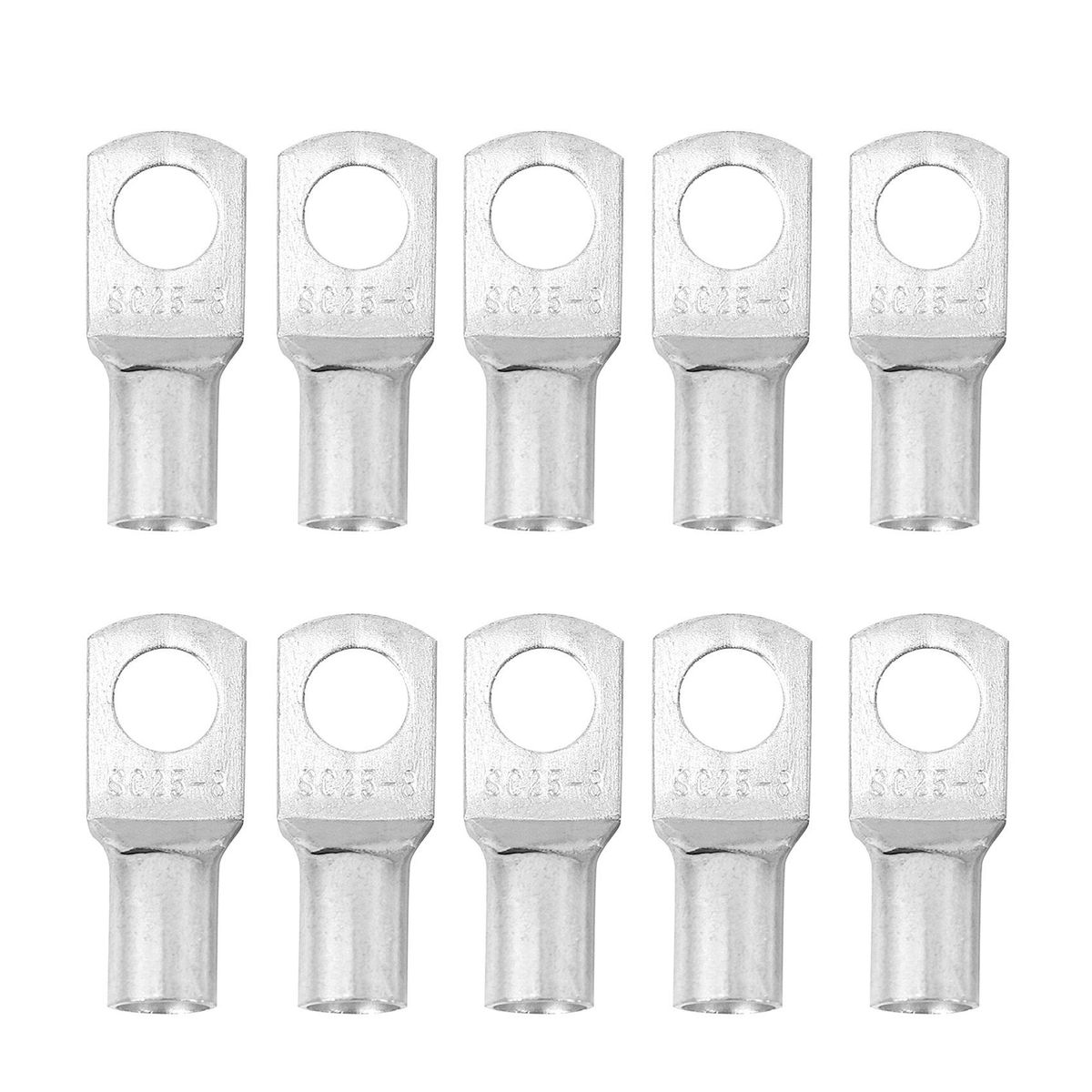10 Copper Tube 25Mm x 8Mm Lug Battery Starter Cable Welding Crimp Terminal Ring