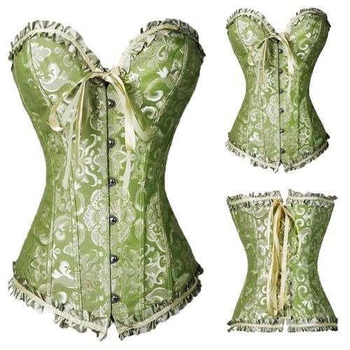 Green Corset Top Waist Cinchers Shaper Lace Women Steampunk Sexy Plus Size