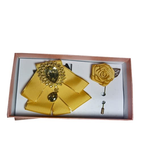 Butterfly Bow Tie With Lapel Pin - Gold