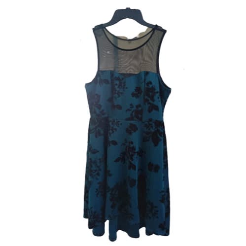 Velvet Black On Blue Lace Top Dress