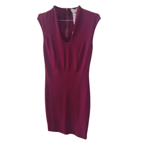 Sleeveless Dress With Long Zip Back - Dark Red
